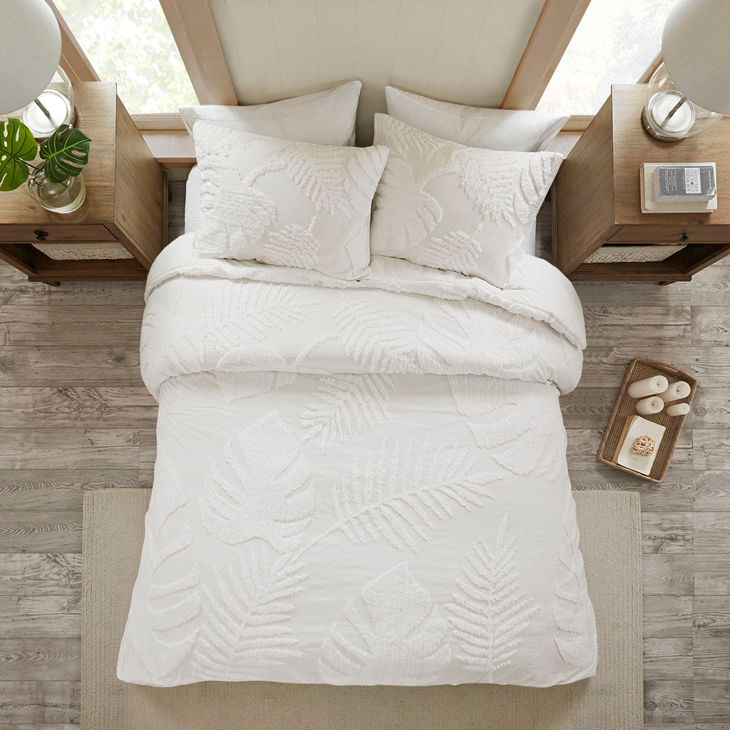Bahari 3 Piece Tufted Cotton Chenille Palm Comforter Set
