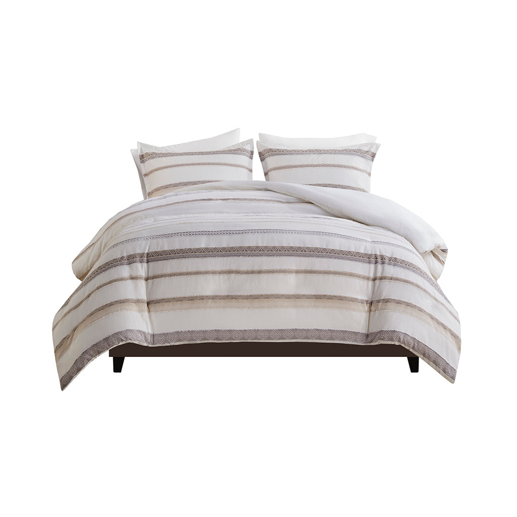 Langley 3 Piece Clipped Jacquard Duvet Cover Set