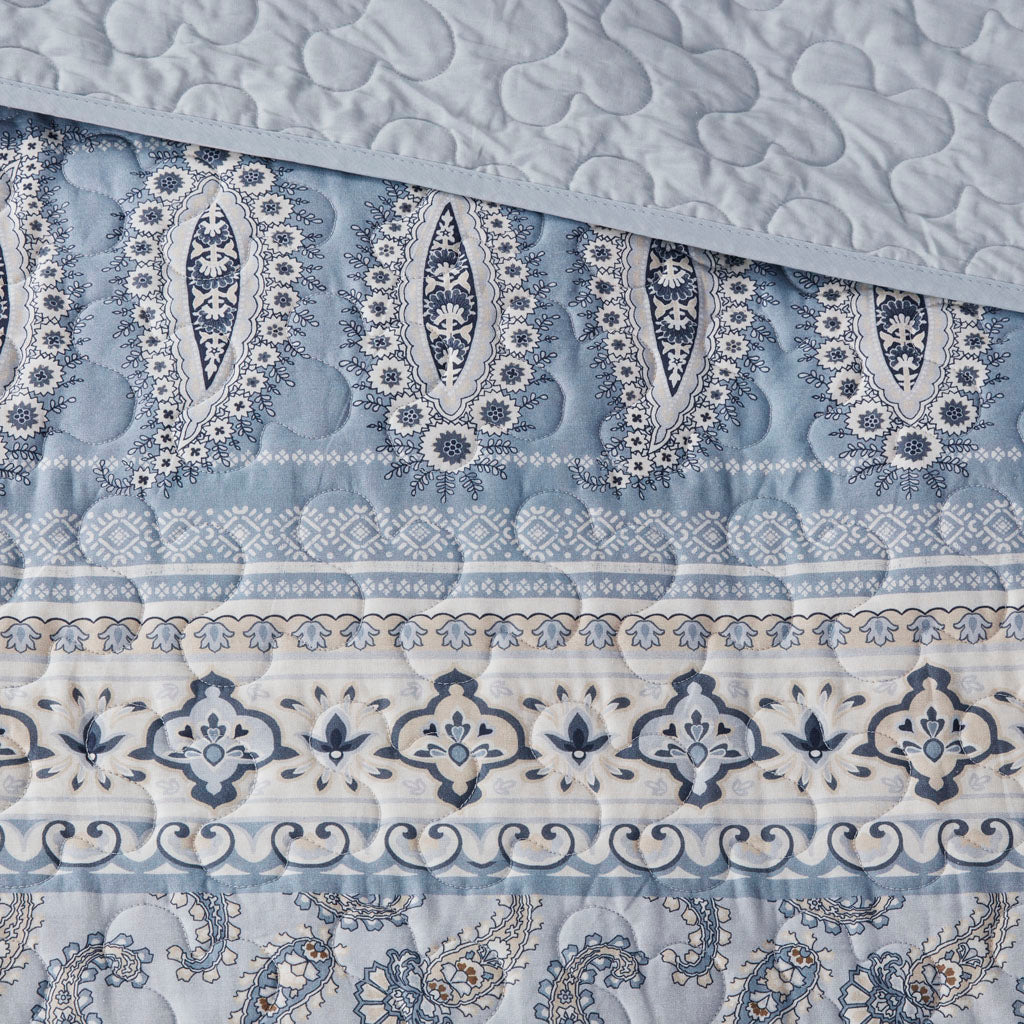 April 3 Piece Reversible Cotton Coverlet Set