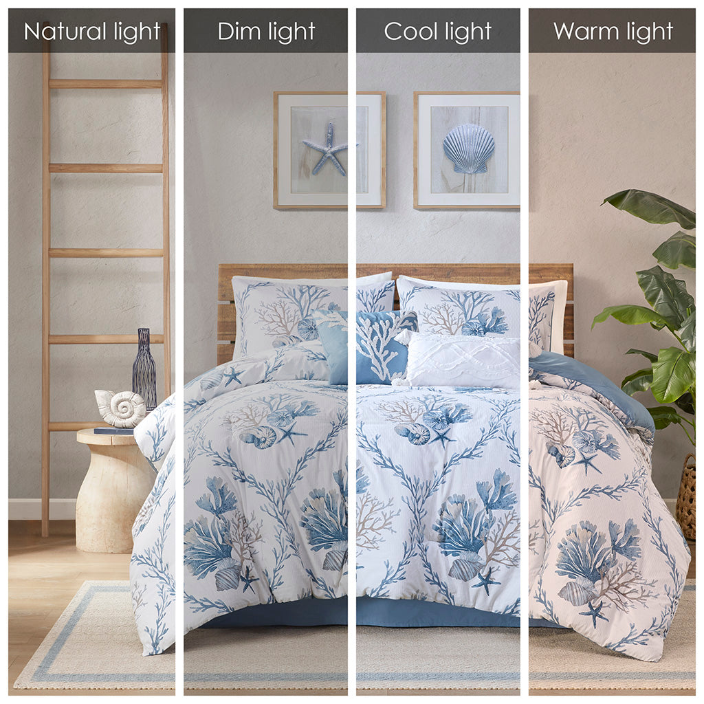 Pismo Beach 6 Piece Oversized Cotton Comforter Set with Throw Pillows