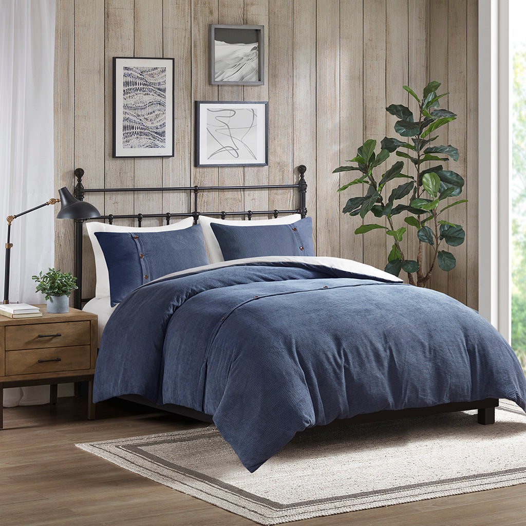 Andes 3 Piece Corduroy Duvet Cover Set