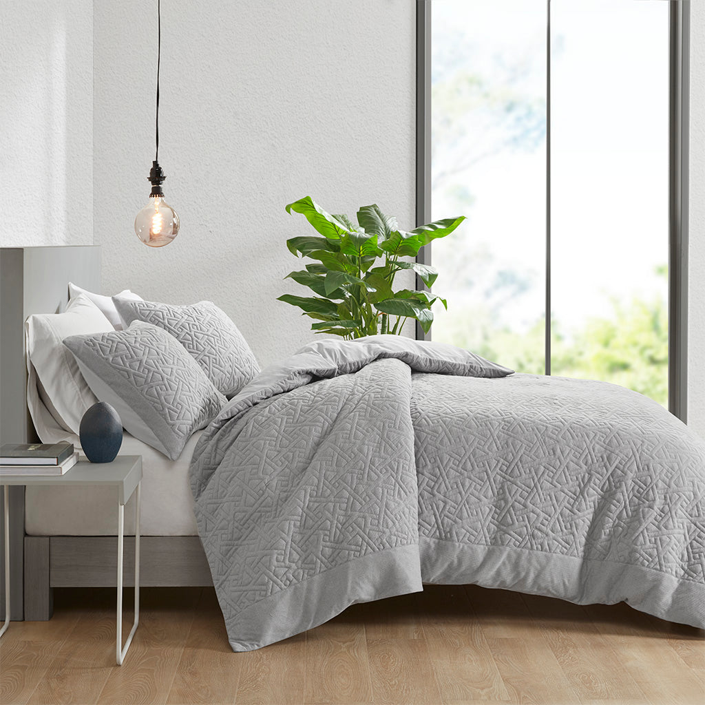 Origami 3 Piece Oversized Knit Quilted Top Duvet Cover Set
