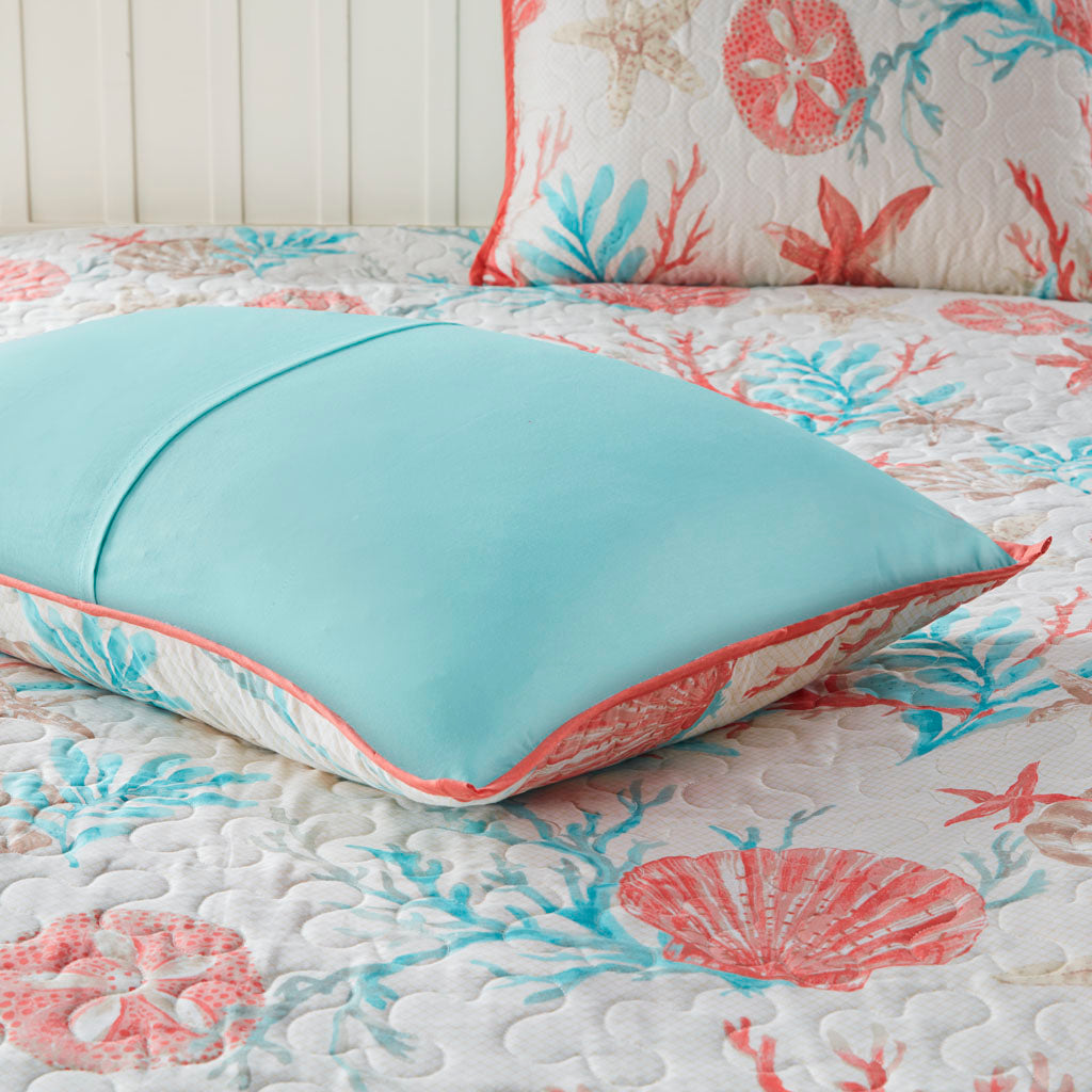 Pebble Beach 6 Piece Cotton Sateen Quilt Set with Throw Pillows