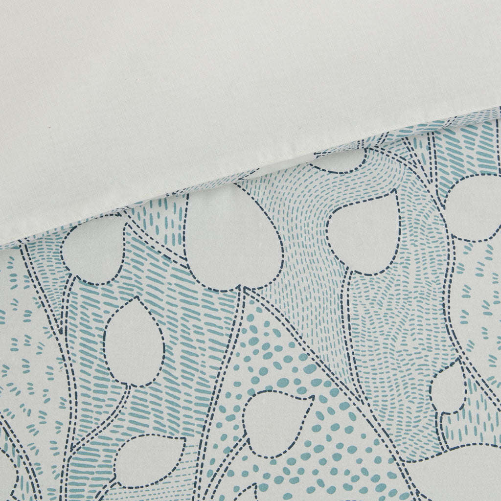 Calla 3 Piece Vine Printed Cotton Duvet Cover Set
