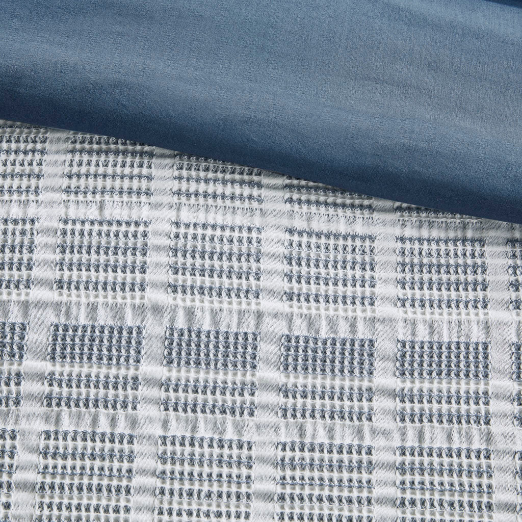 West 5 Piece Cotton Jacquard Waffle Weave Duvet Cover Set