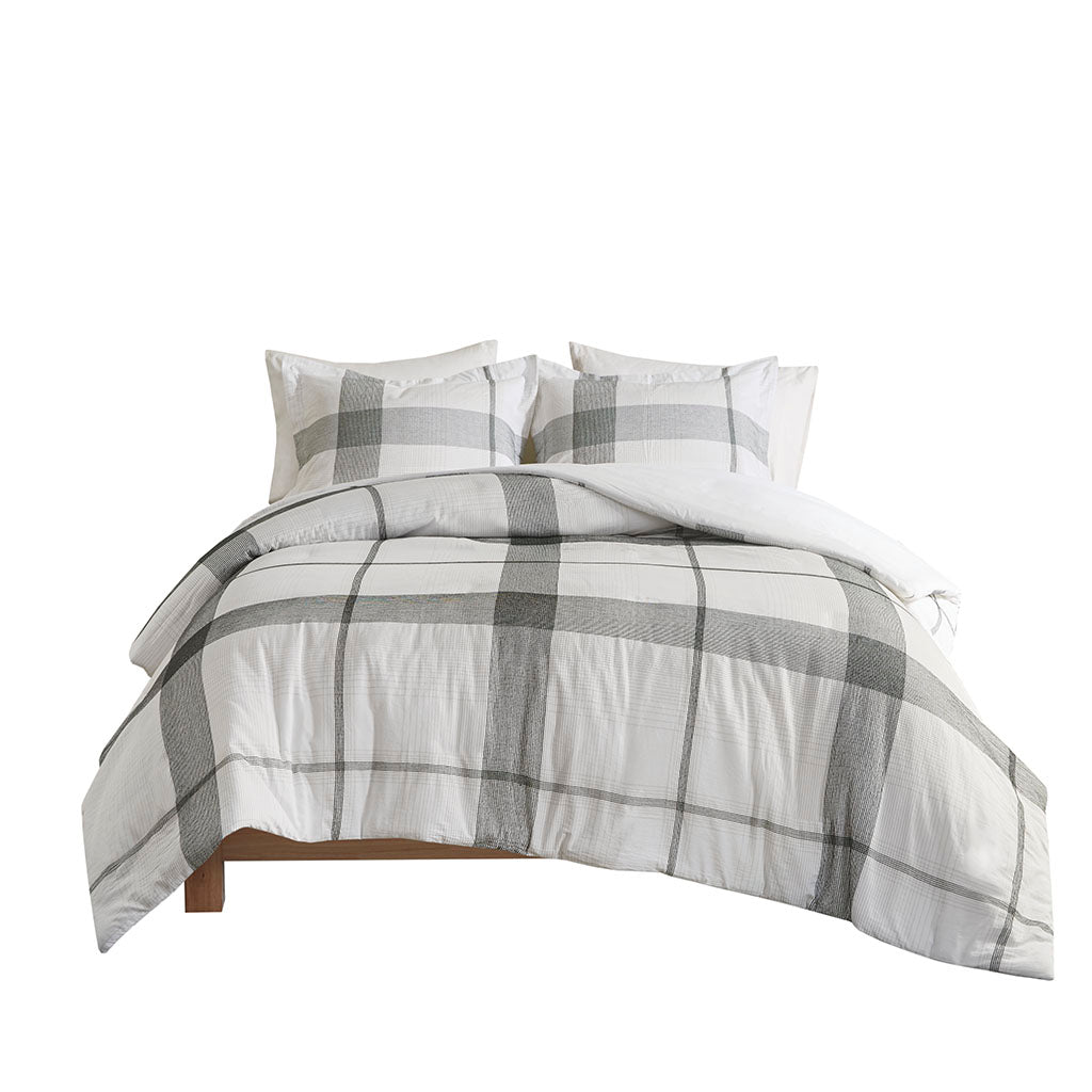 Union Square Cotton Yarn Dyed Jacquard Plaid Duvet Cover Set