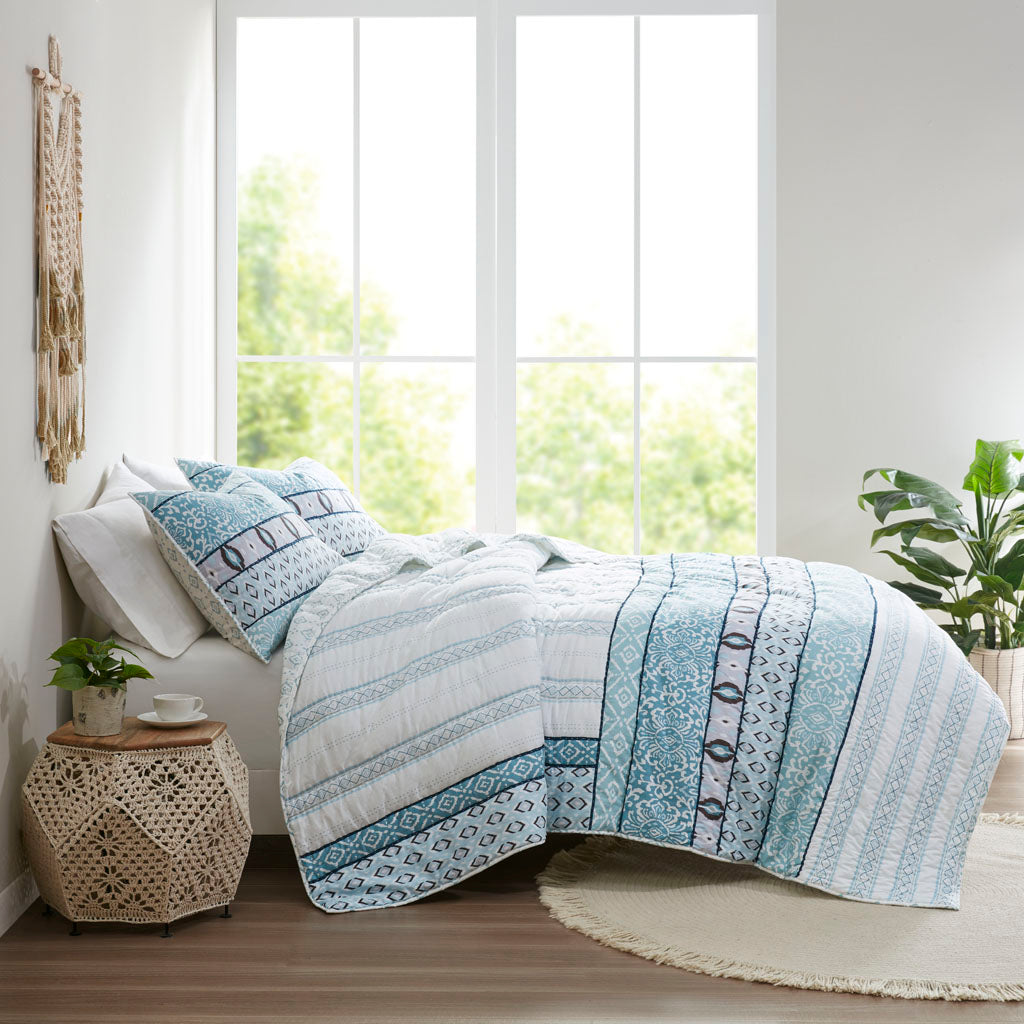 Kamila 3 Piece Reversible Cotton Coverlet Set