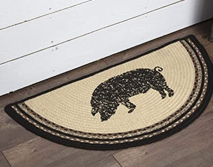 Sawyer Mill Pig Half Circle Jute Stenciled Area Rug