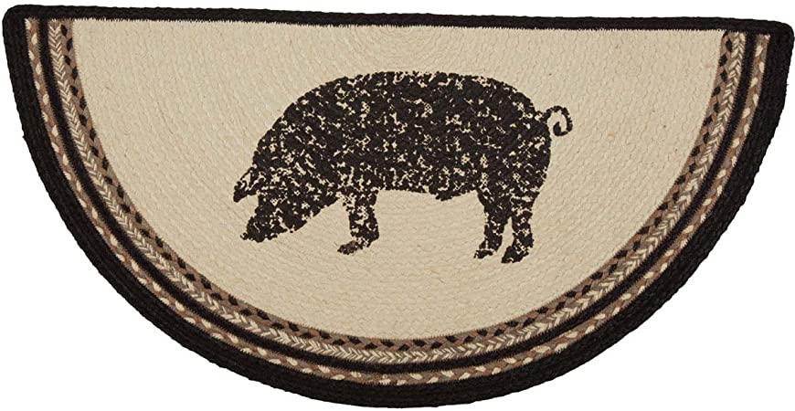 Sawyer Mill Pig Half Circle Jute Stenciled Area Rug