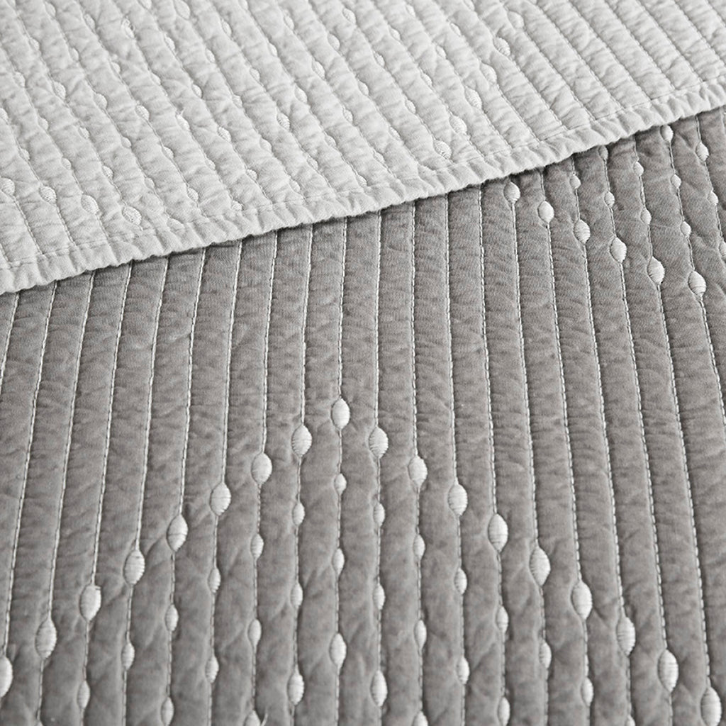 Pomona 3 Piece Embroidered Cotton Quilt Set