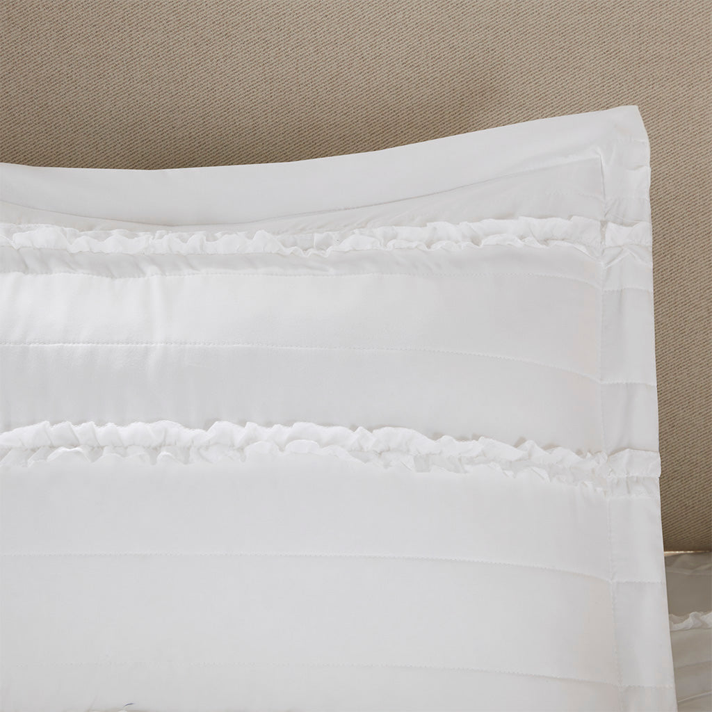 Celeste 4 Piece Reversible Ruffle Quilt Set with Throw Pillow