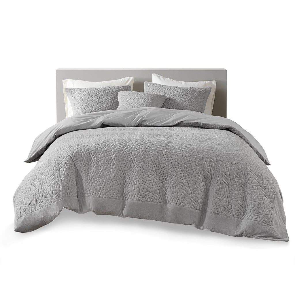 Origami 3 Piece Oversized Knit Quilted Top Duvet Cover Set