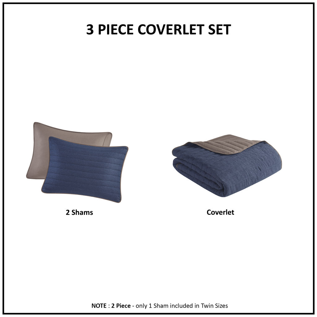 Franklin 3 Piece Crinkled Microfiber Quilt Set
