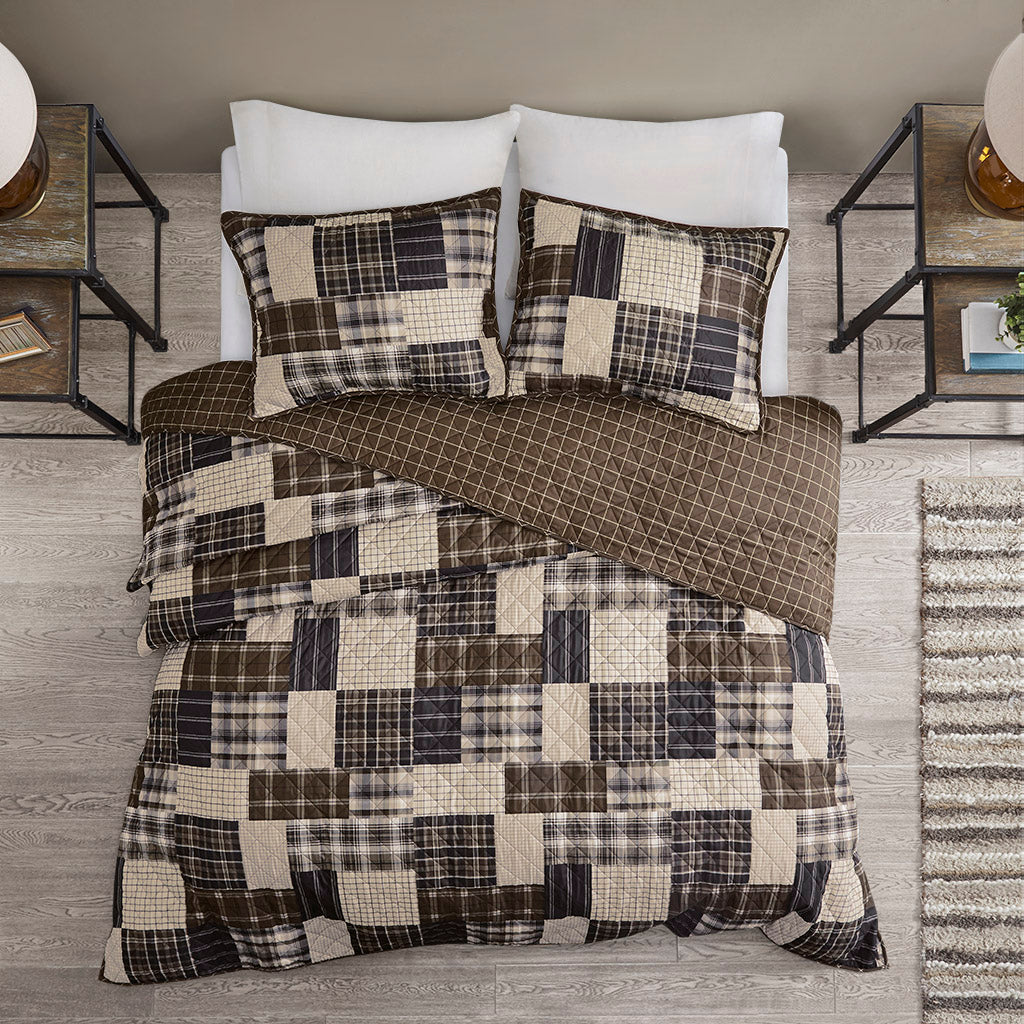 Timber 3 Piece Reversible Printed Quilt Set