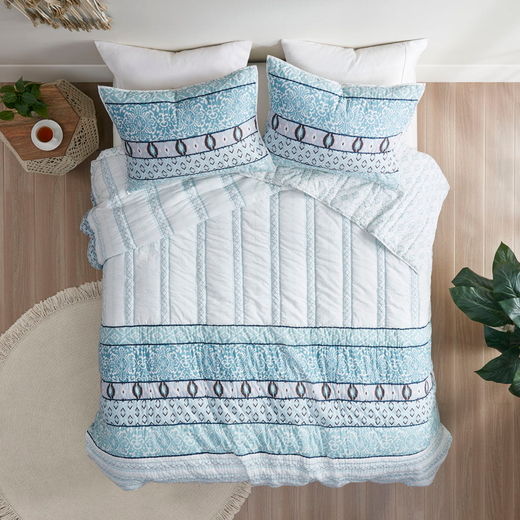 Kamila 3 Piece Reversible Cotton Coverlet Set