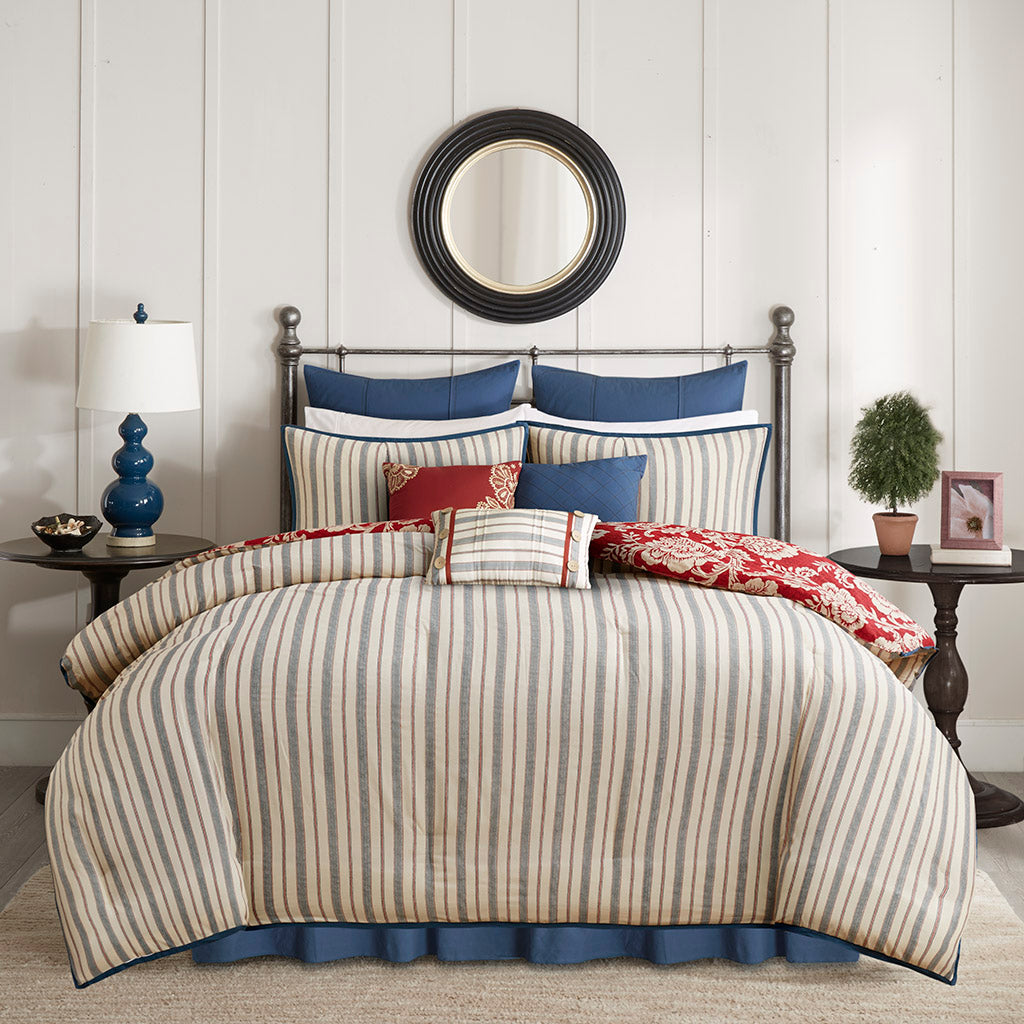 Lucy 9 Piece Cotton Twill Reversible Comforter Set