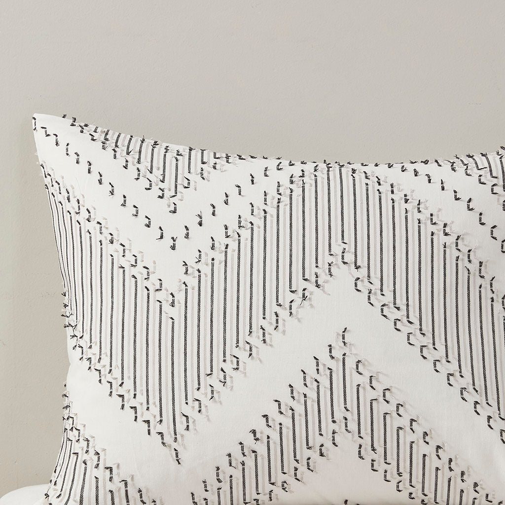 Bayside 4 Piece Cotton Clip Jacquard Duvet Cover Set