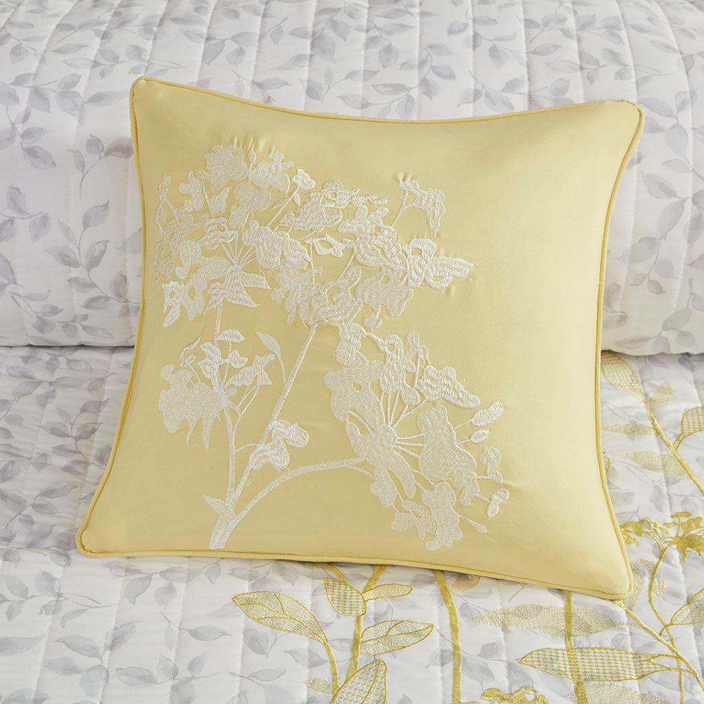 Pippa 4 Piece Embroidered Microfiber Quilt Set with Throw Pillow