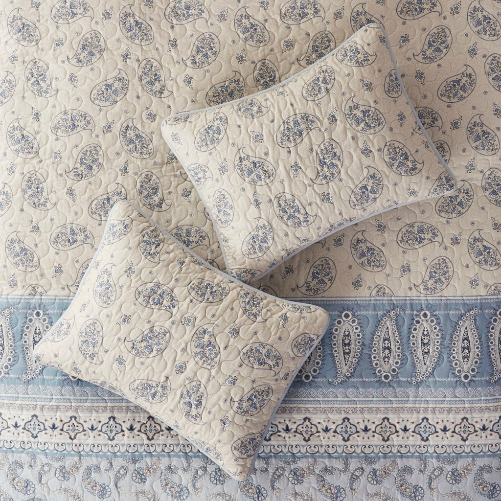 April 3 Piece Reversible Cotton Coverlet Set