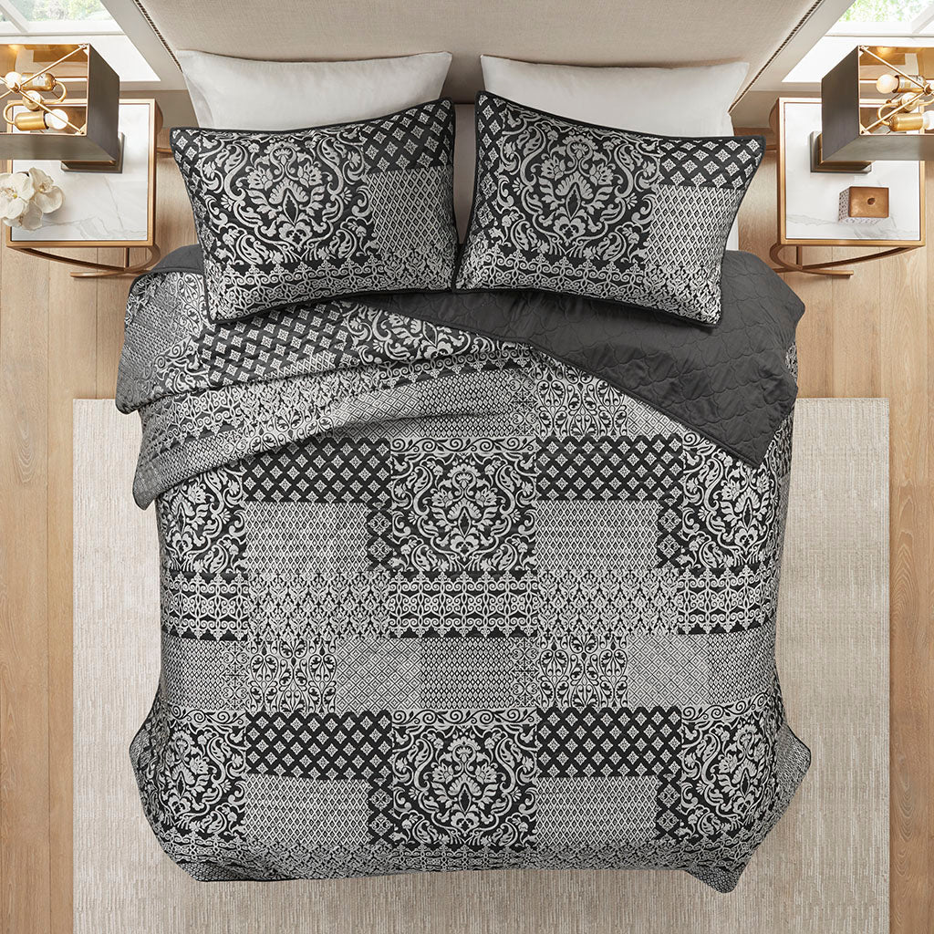 Cassian 3 Piece Reversible Jacquard Coverlet Set