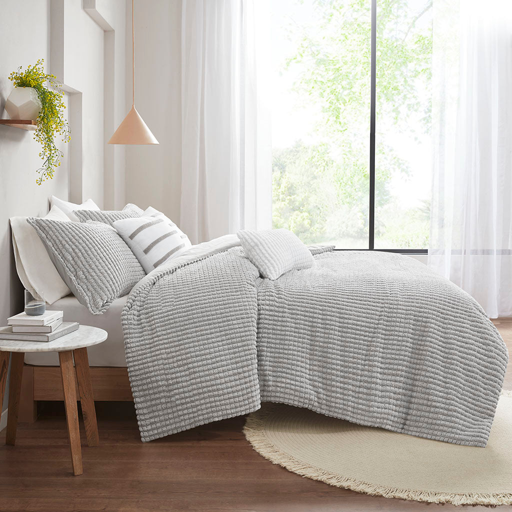 Hayden 5 Piece Plush Clip Jacquard Duvet Cover Set