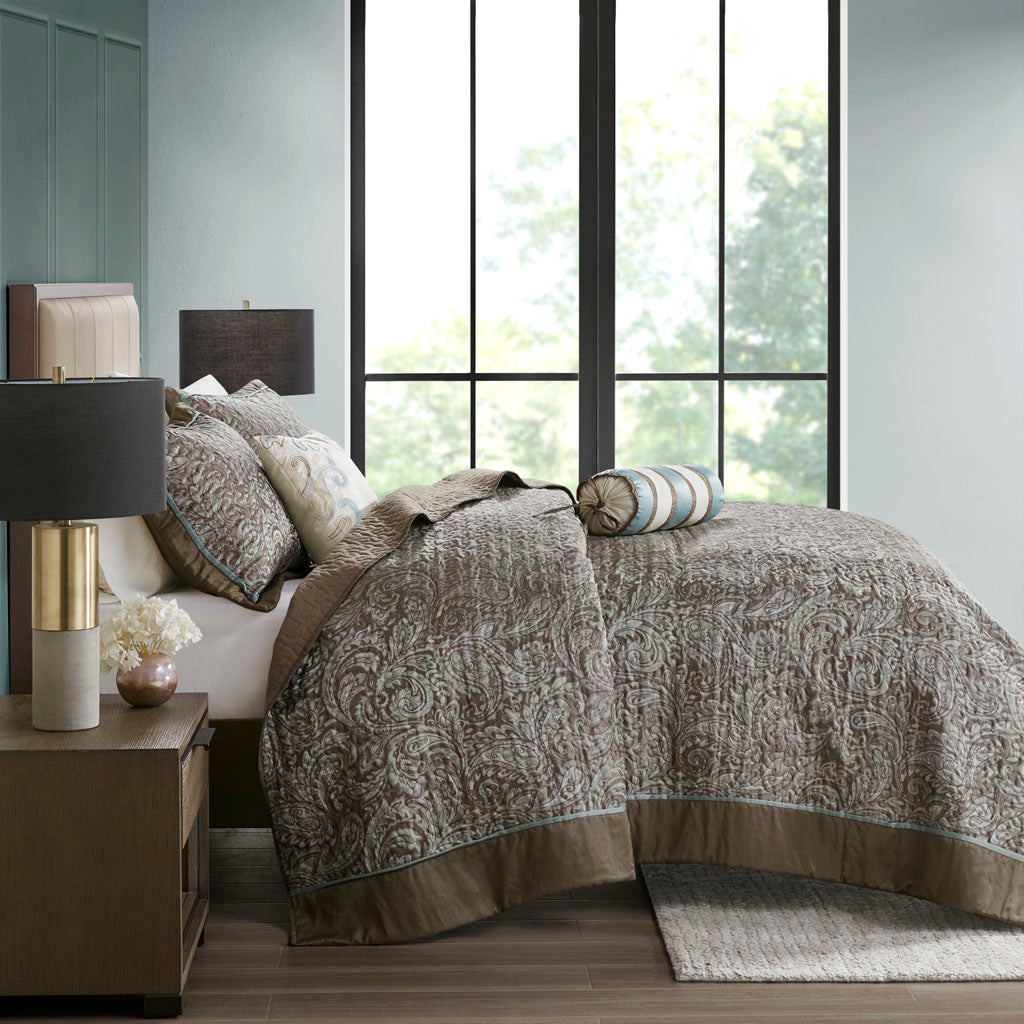 Aubrey 5 Piece Reversible Jacquard Bedspread Set