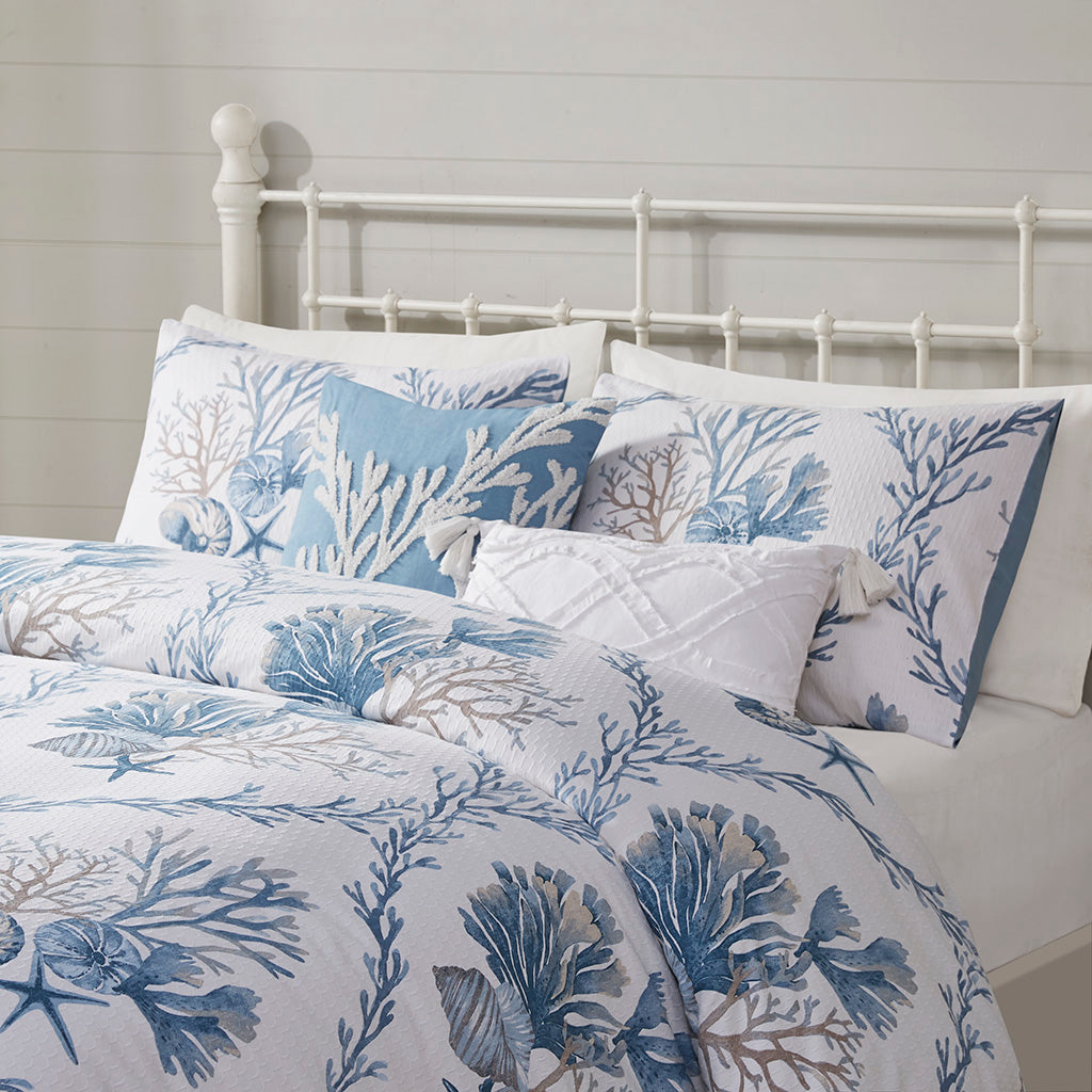 Pismo Beach 5 Piece Cotton Duvet Cover Set with Throw Pillows