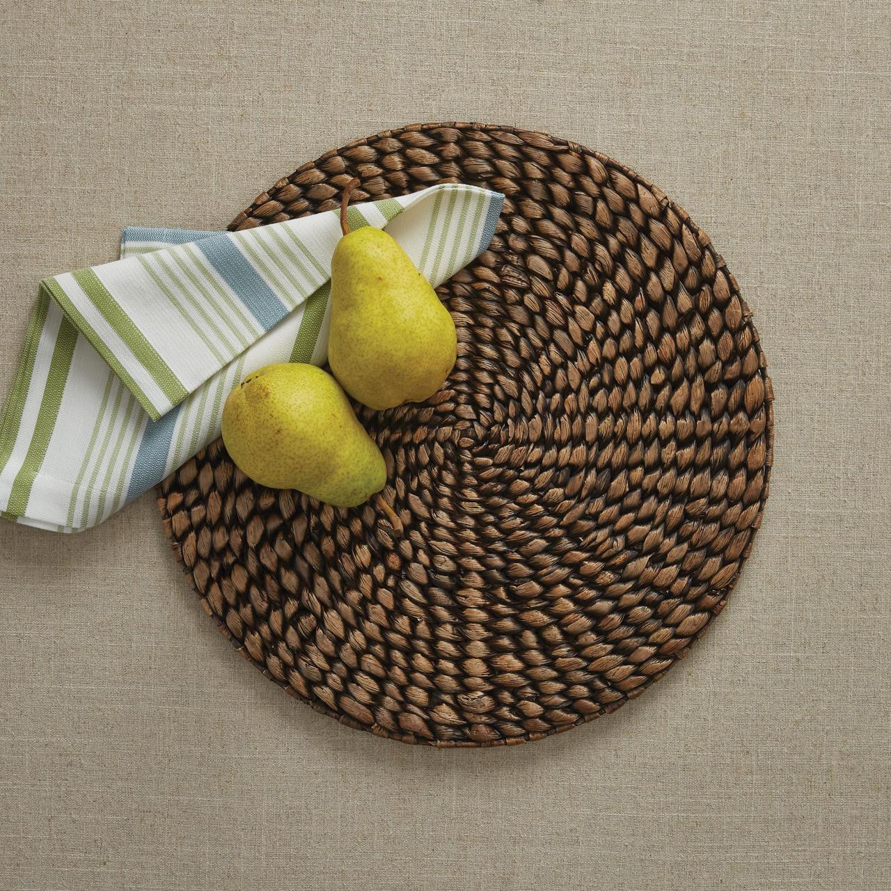 Braided Hyacinth Round Placemat Set-Brown