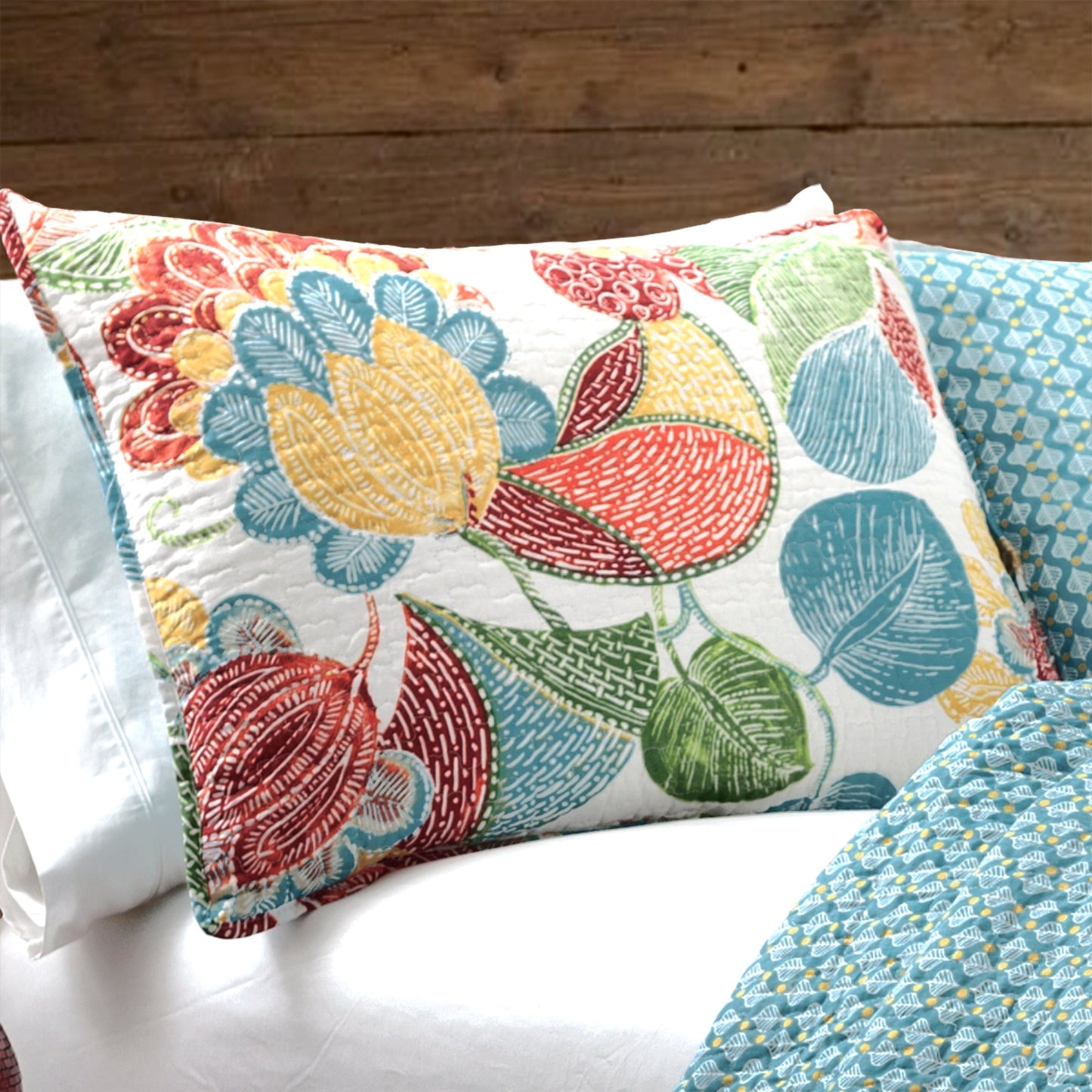 Layla Quilt Orange/Blue 3Pc King Set