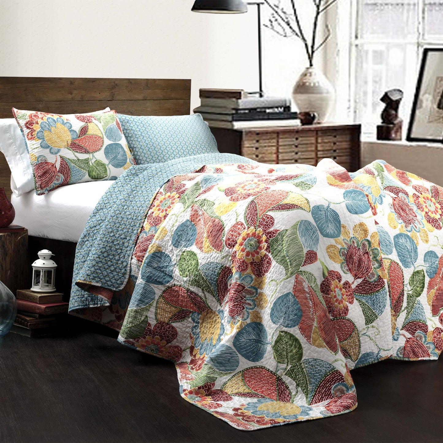 Layla Quilt Orange/Blue 3Pc King Set