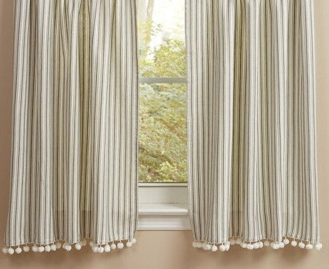 Ticking With Ball Fringe 63" Panels