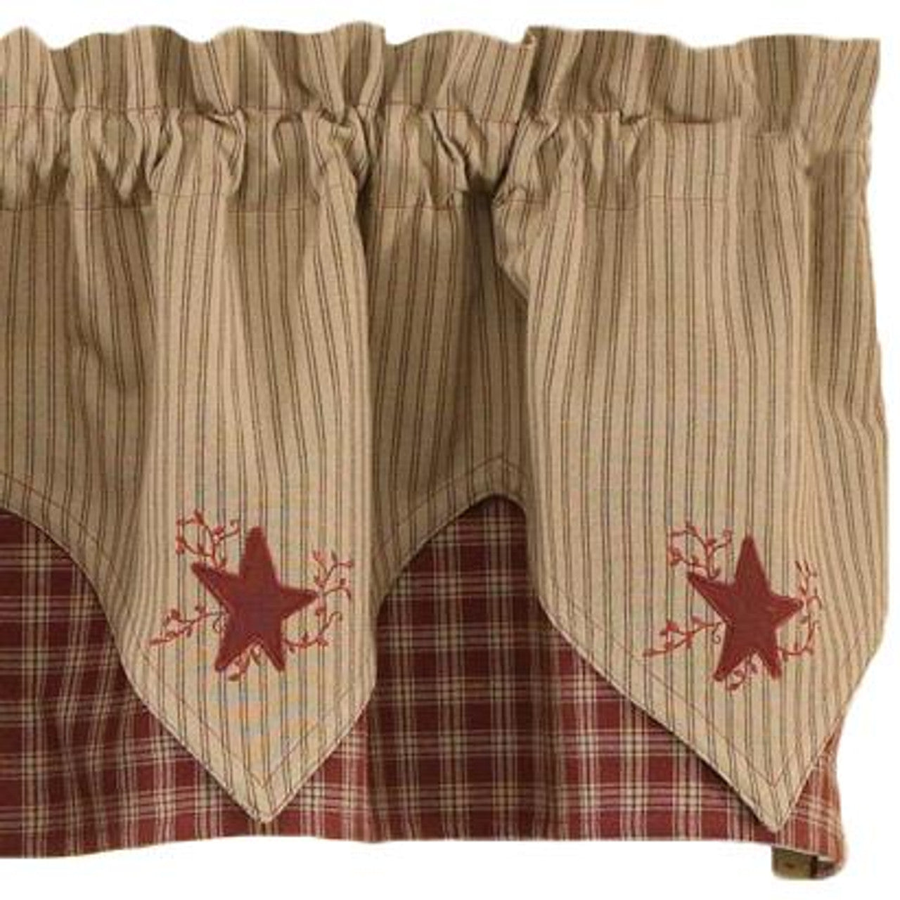 Sturbridge Star Embroidered Point Valance-Wine