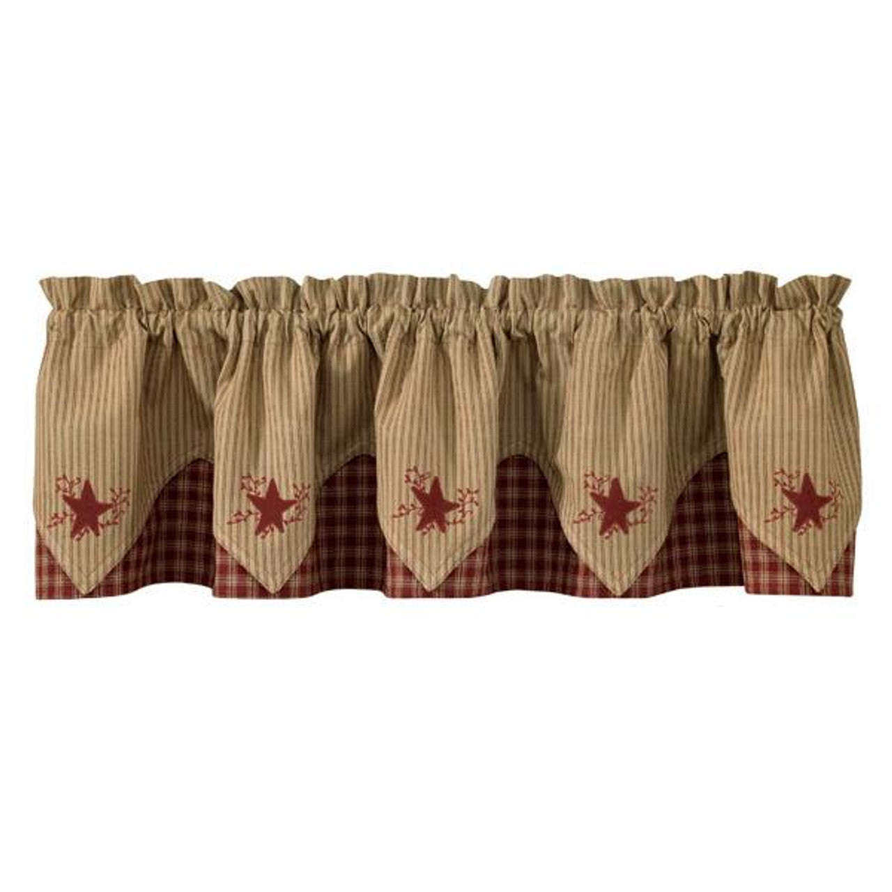 Sturbridge Star Embroidered Point Valance-Wine