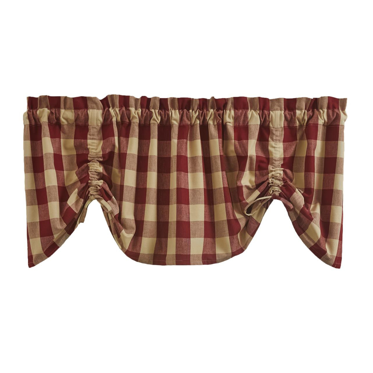 Wicklow Check Farmhouse Valance -Garnet