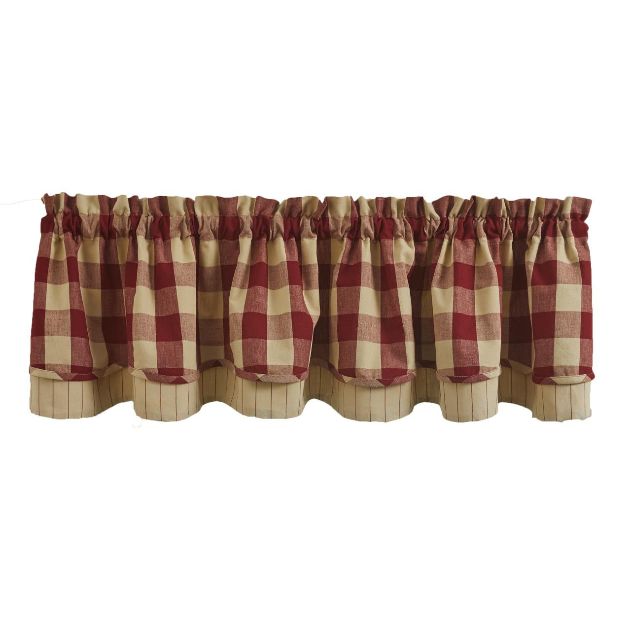 Wicklow Check Layered Valance-Garnet