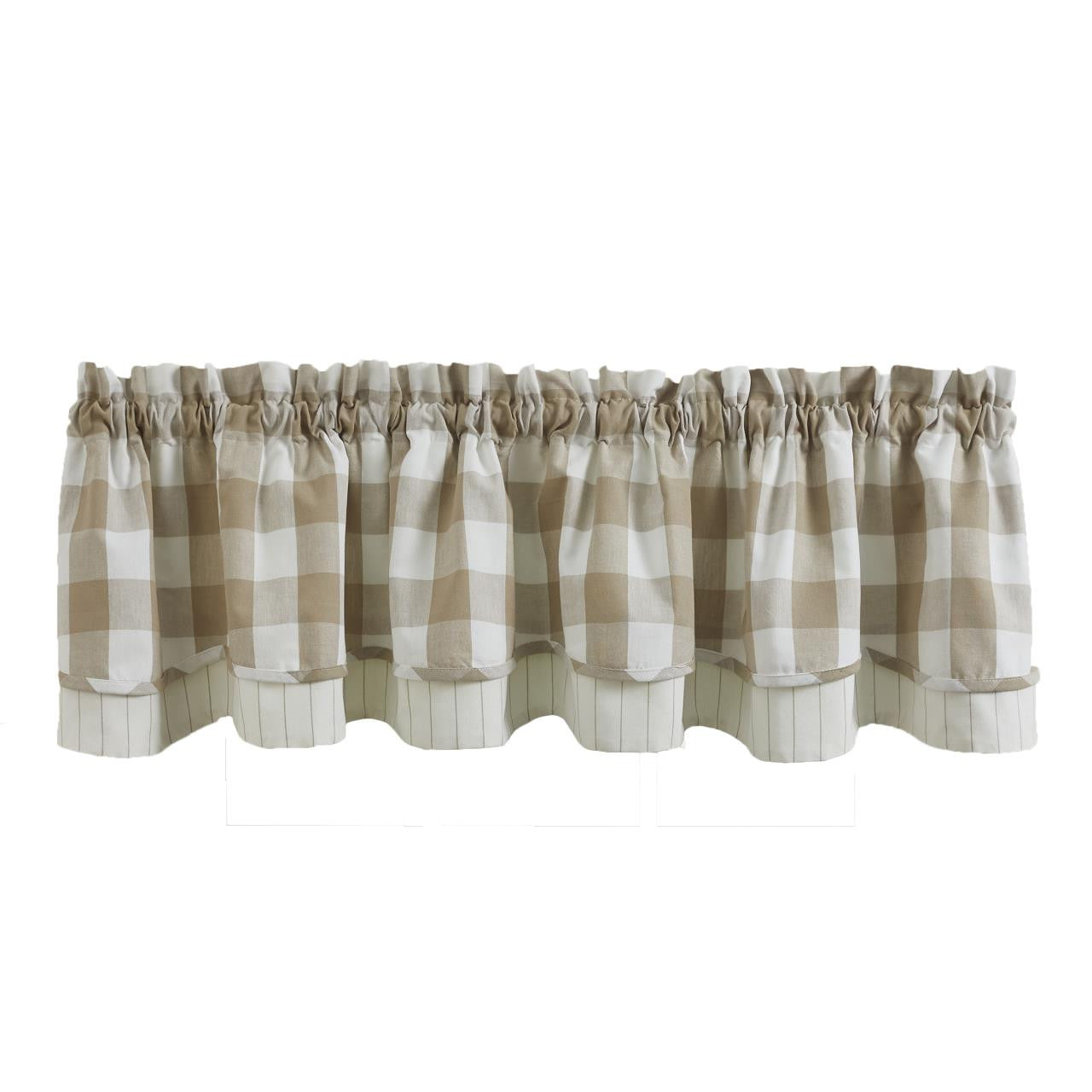 Wicklow Check Layered Valance -Natural