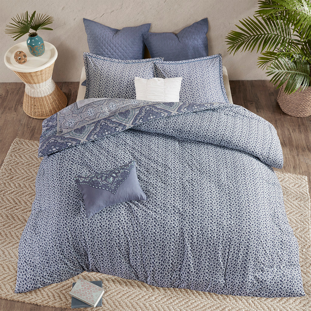 Maggie 7 Piece Reversible Cotton Duvet Cover Set
