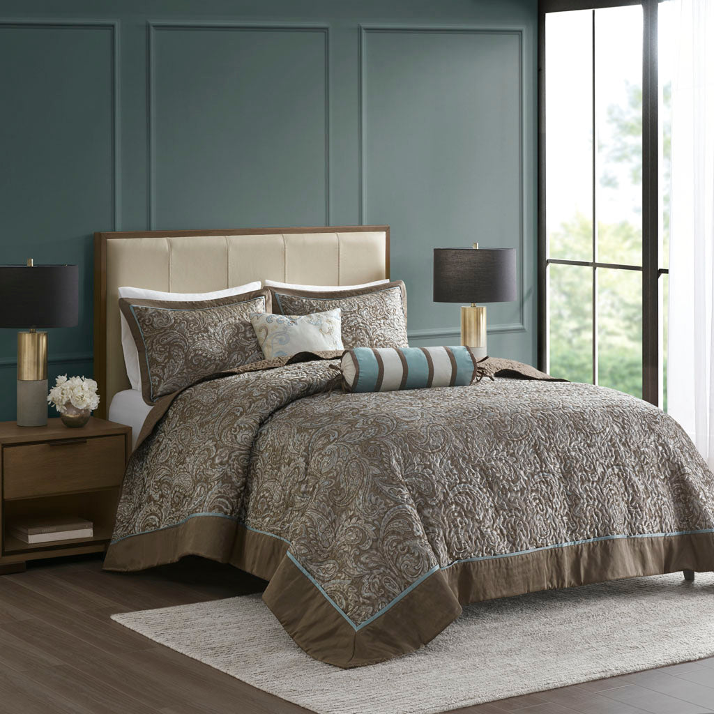 Aubrey 5 Piece Reversible Jacquard Bedspread Set