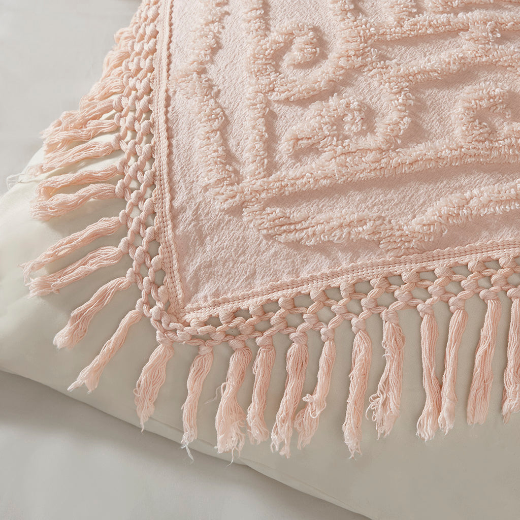 Laetitia Tufted Cotton Chenille Medallion Fringe Coverlet Set