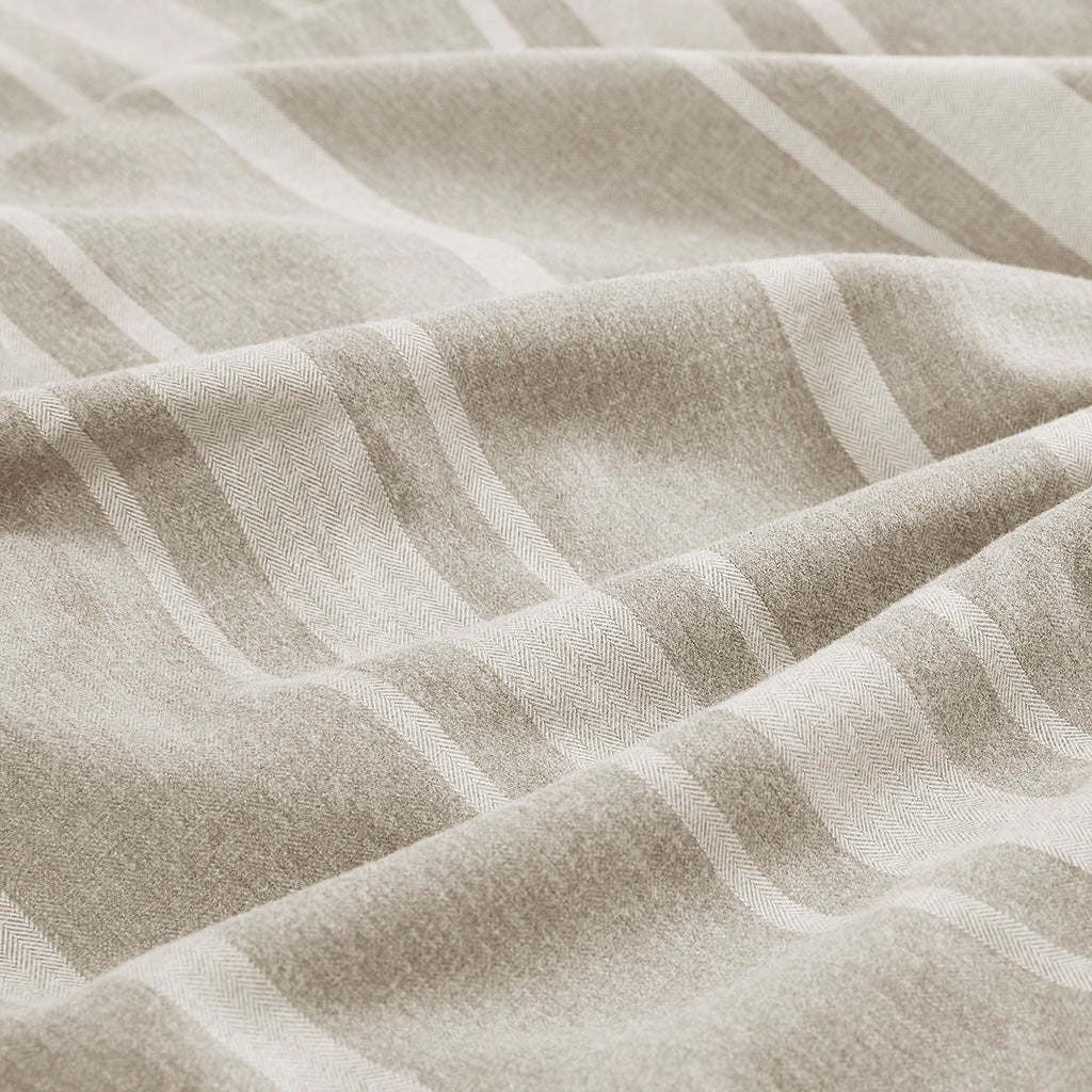 Kent 3 Piece Striped Herringbone Oversized Duvet Cover Set