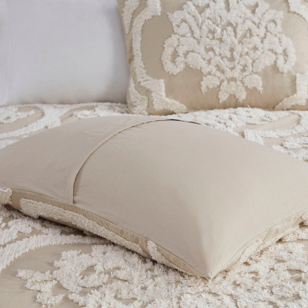 Viola 3 piece Tufted Cotton Chenille Damask Duvet Cover Set
