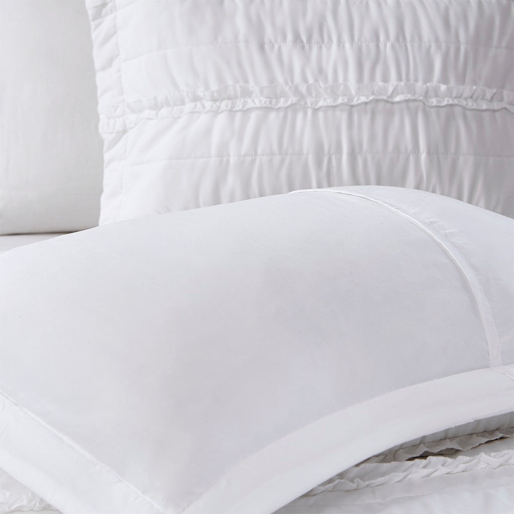 Celeste 4 Piece Reversible Ruffle Quilt Set with Throw Pillow