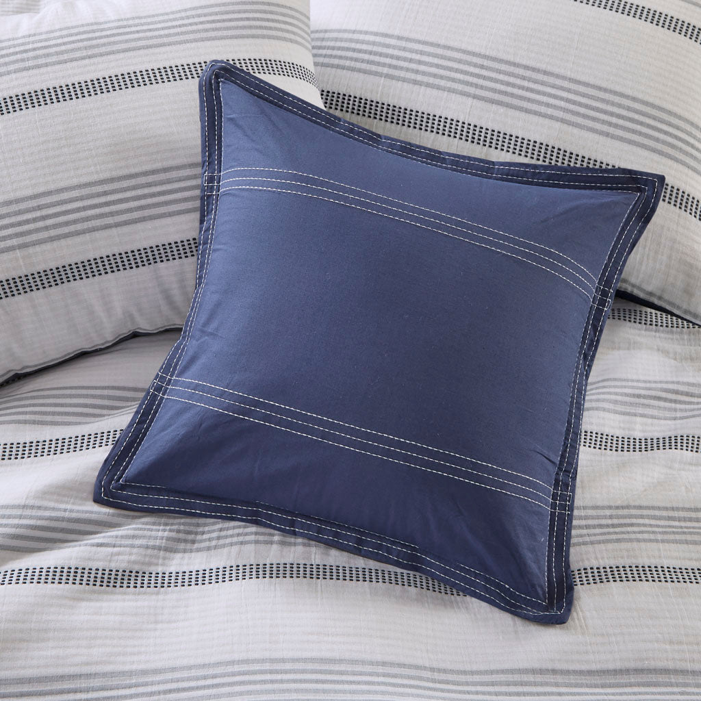Oakley 5 Piece Striped Organic Cotton Yarn Dyed Comforter Cover Set w/removable insert