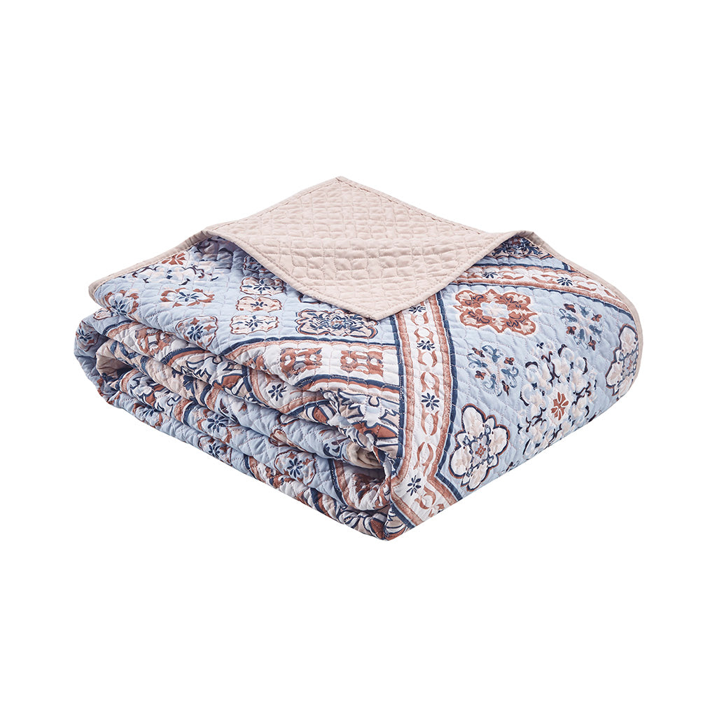 Anisa 3 Piece Printed Microfiber Reversible Coverlet Set