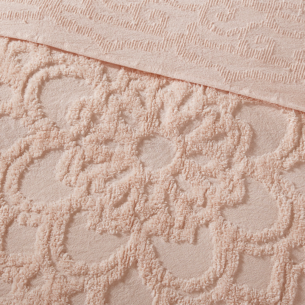 Laetitia Tufted Cotton Chenille Medallion Fringe Coverlet Set