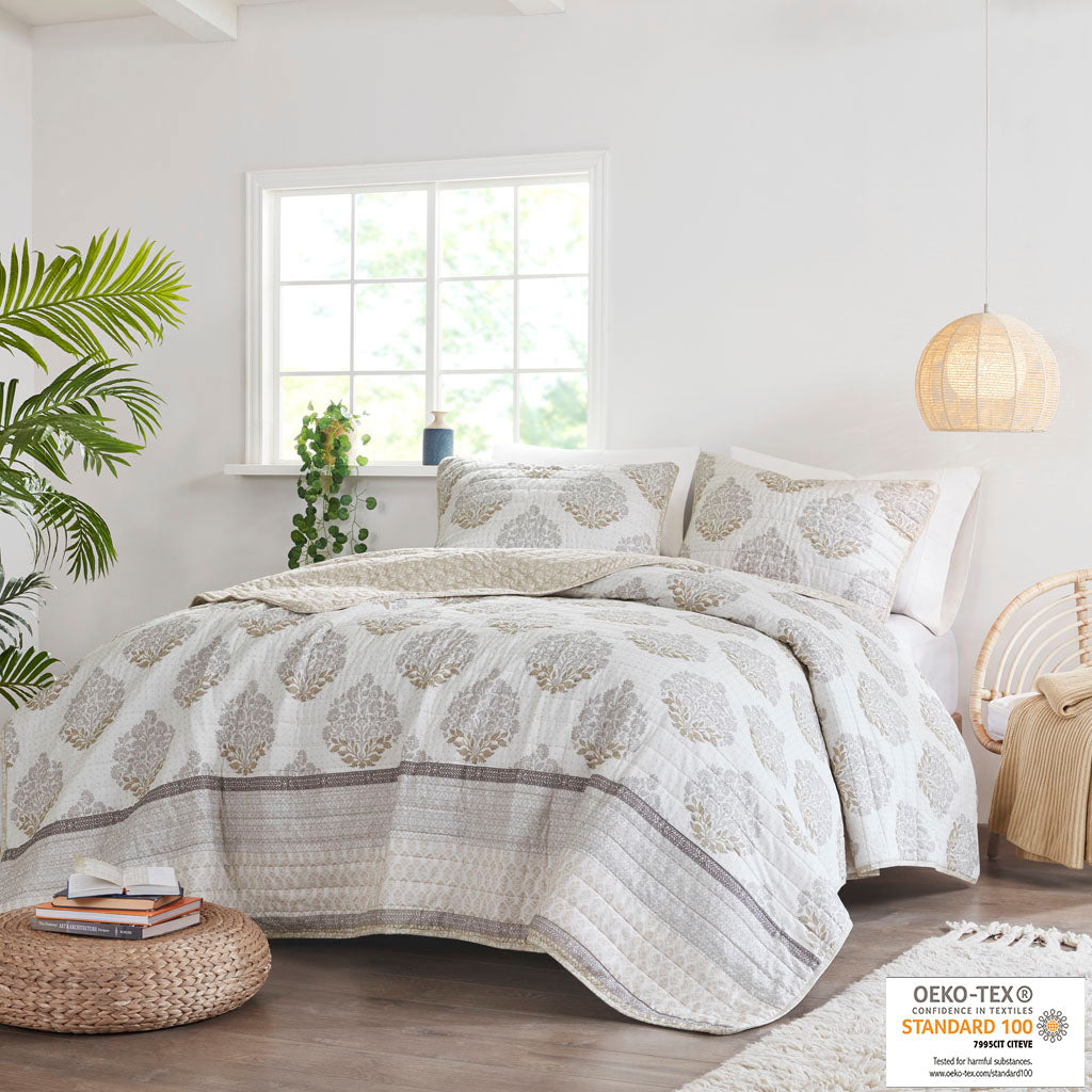 Suri 3 Piece Reversible Cotton Coverlet Set
