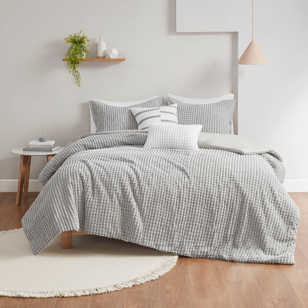 Hayden 5 Piece Plush Clip Jacquard Duvet Cover Set
