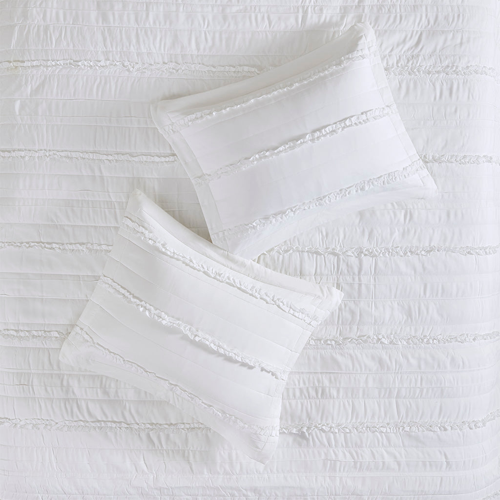 Celeste 4 Piece Reversible Ruffle Quilt Set with Throw Pillow