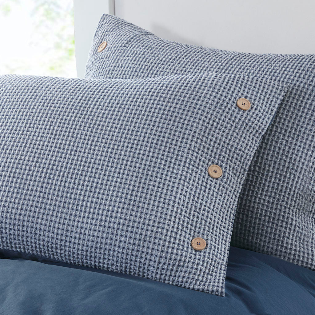 Mara 4 Piece Cotton and Rayon from Bamboo Blend Waffle Weave Comforter Cover Set w/removable insert