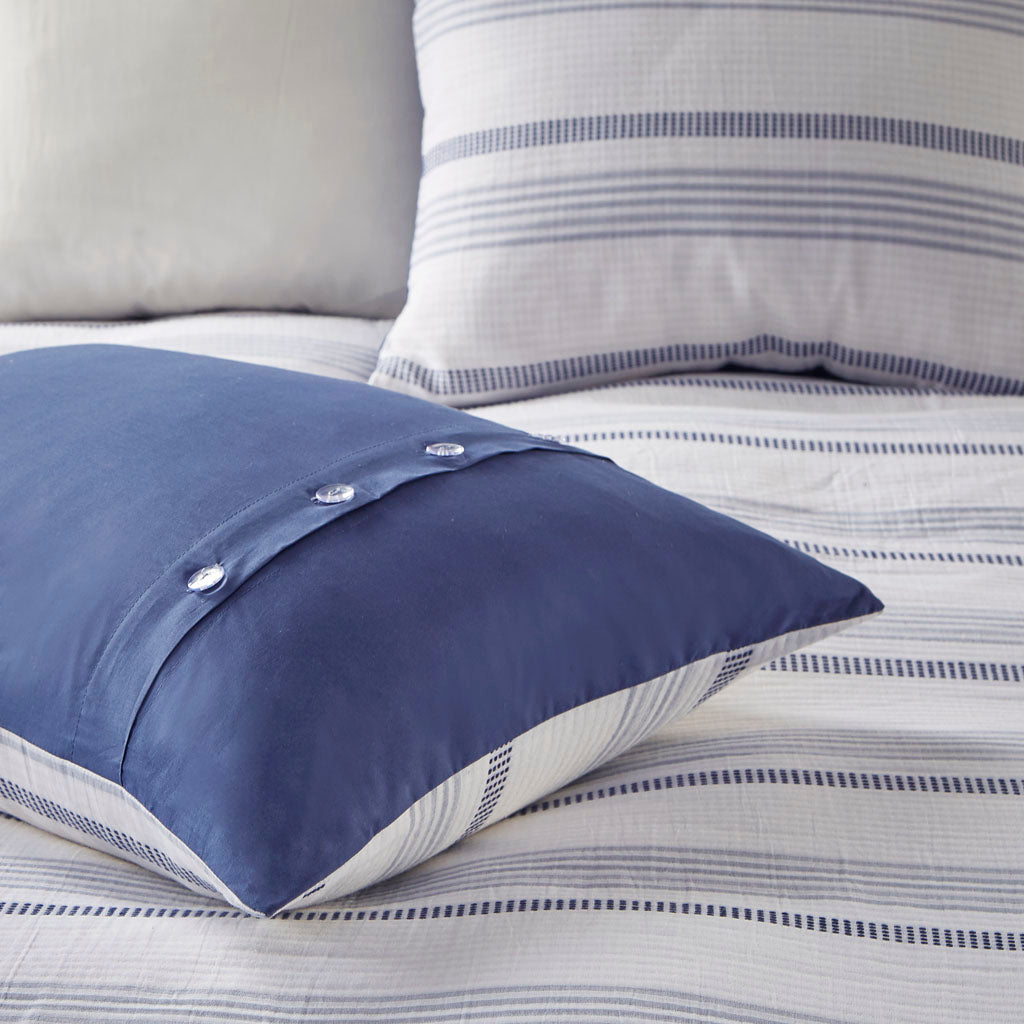 Oakley 5 Piece Striped Organic Cotton Yarn Dyed Comforter Cover Set w/removable insert